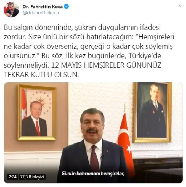 Bakan Koca’dan ‘Hemşireler Günü’ mesajı