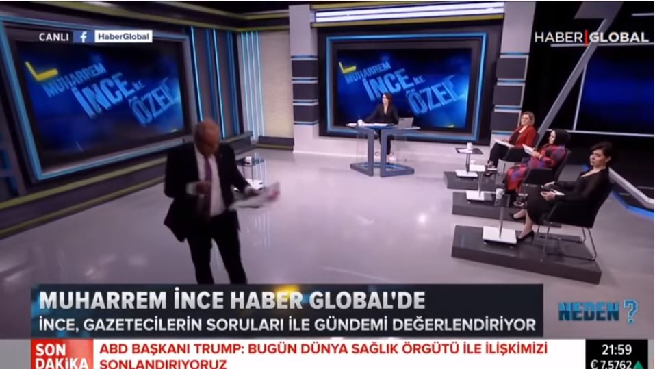 Muharrem İnce canlı yayını terk etti