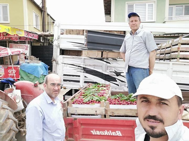 İznik’te kirazlar köy meydanında satılıyor