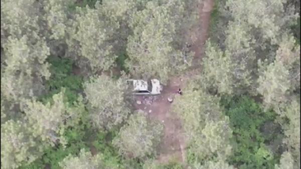 Ormanda piknik yapan 2 kişi drone ile tespit edildi