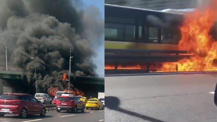 İstanbul’da metrobüste yangın!