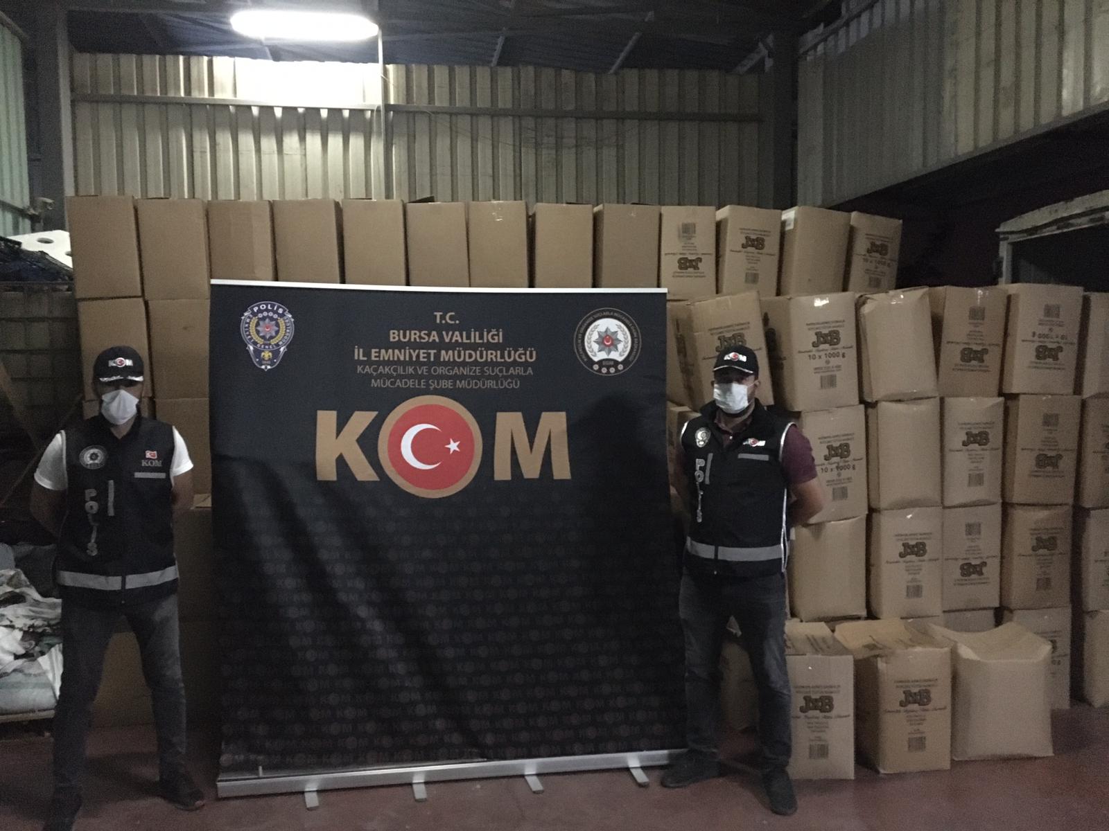 Bursa’da 500 bin TL’lik kaçak tütün ele geçirildi
