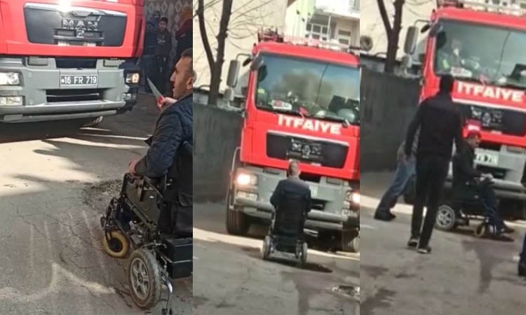 Bursa’da evini ateşe verdi bıçakla itfaiyeye direndi