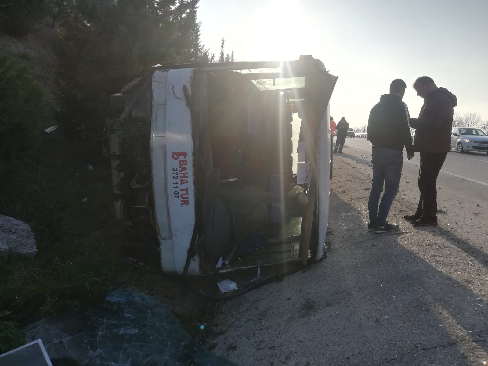 Bursa’da lastiği patlayan otobüs devrildi: 18 yaralı