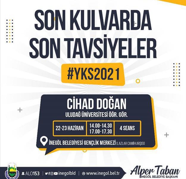 İnegöl Belediyesi’nden YKS öncesi öğrencilere son tavsiyeler