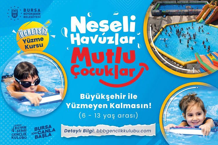 Bursa’da 7 ilçede çocuklara yüzme eğitimi verilecek