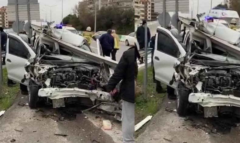 Hurdaya dönen araçtan yara almadan kurtuldu