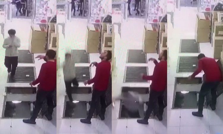 Telefonuna bakarak yürürken kendini bir kat aşağıda buldu