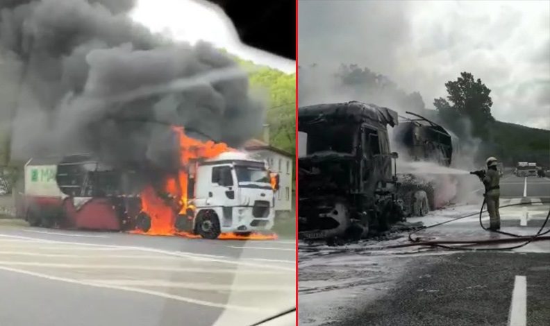 Bursa’da alev alan TIR küle döndü