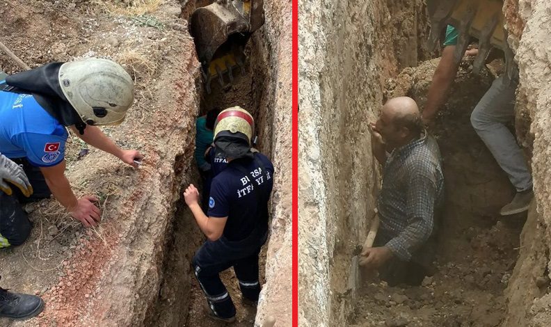 Bursa’da göçük! Dakikalarca kurtarılmayı bekledi