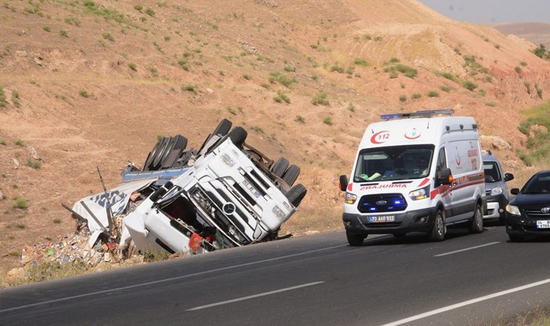 Şırnak’ta şarampole devrilen TIR sürücüsü yaralandı