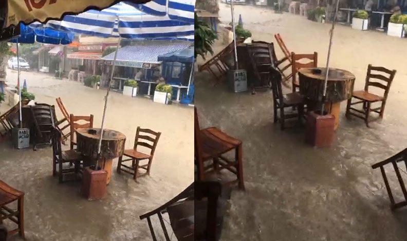 Bursa’da şiddetli yağmurda tarihi mahalleyi sel bastı