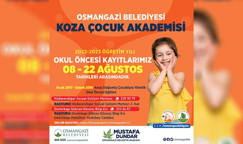 Osmangazi Koza Çocuk Akademi’de kayıtlar başladı