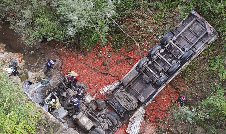 TIR viyadükten dereye uçtu: 1 ölü 1 ağır yaralı