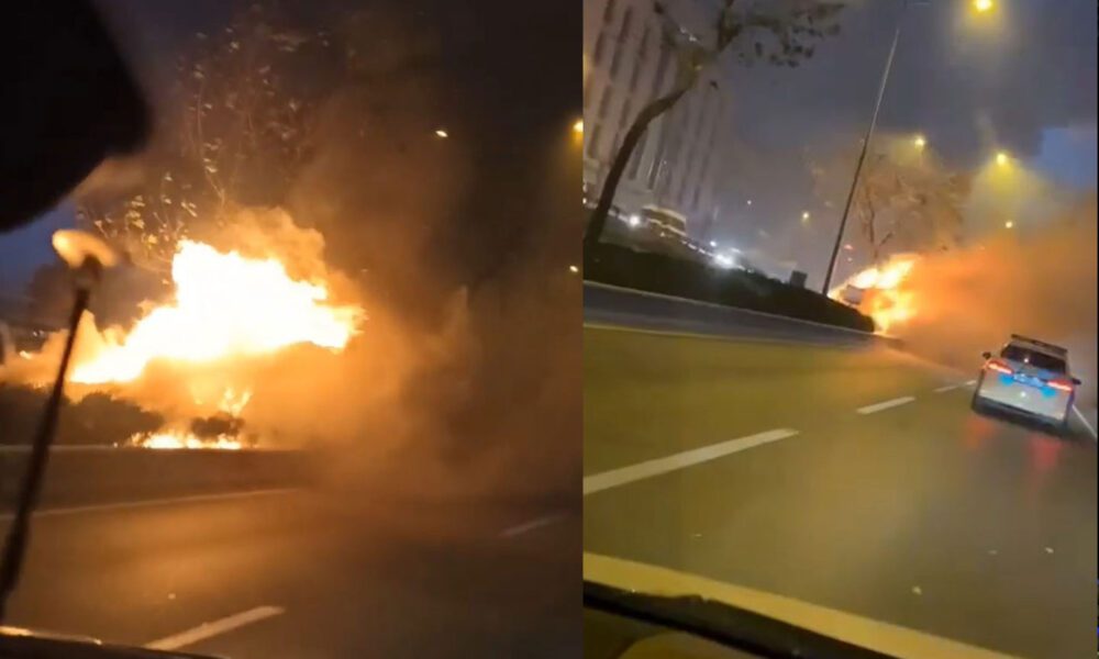 Bursa’da otomobil alev alev yandı