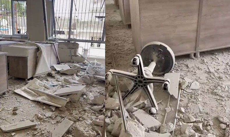 Roketin isabet ettiği okulun görüntülendi