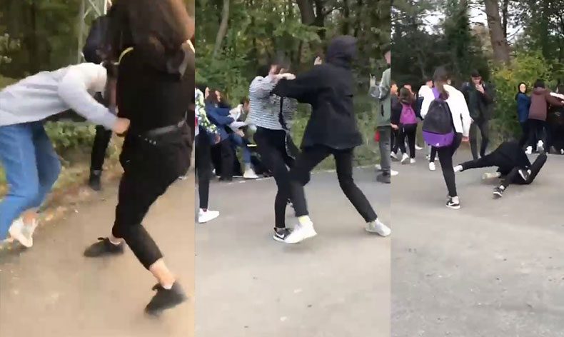 Öğrencilerin saç saça kavga ettiği o anlar