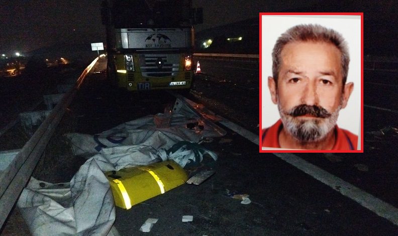 Arızalanan aracından inen sürücüye kamyon çarptı