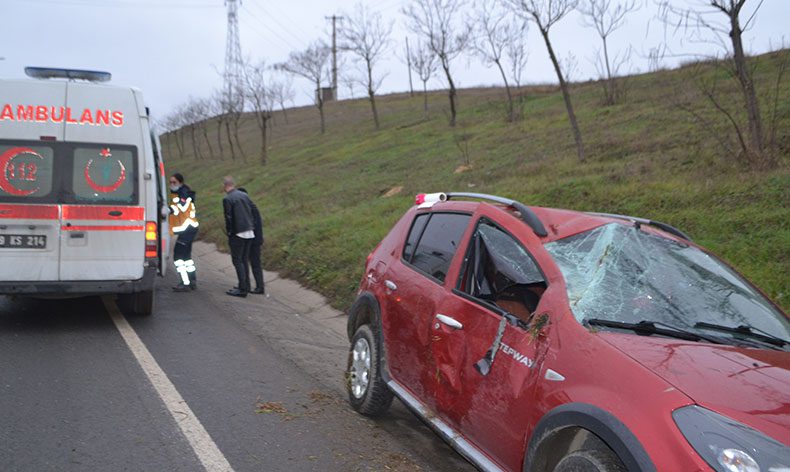 Tekirdağ’da otomobil takla attı