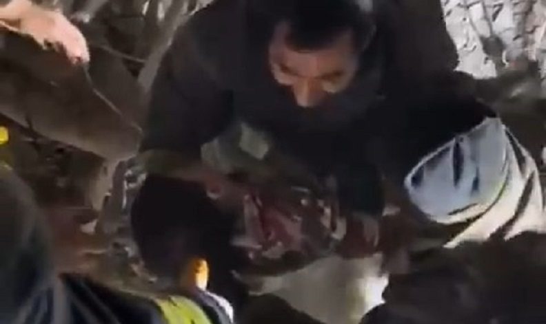 Kurtarılan 3 yaşındaki Miran’a hayat öpücüğü