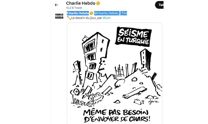 Charlie Hebdo, depremle alay etti