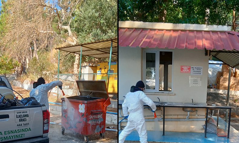 Deprem bölgesi haşere oluşumuna karşı ilaçlandı