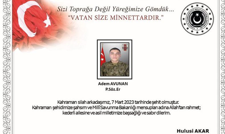 MSB: ‘Bir kahraman silah arkadaşımız şehit olmuştur’