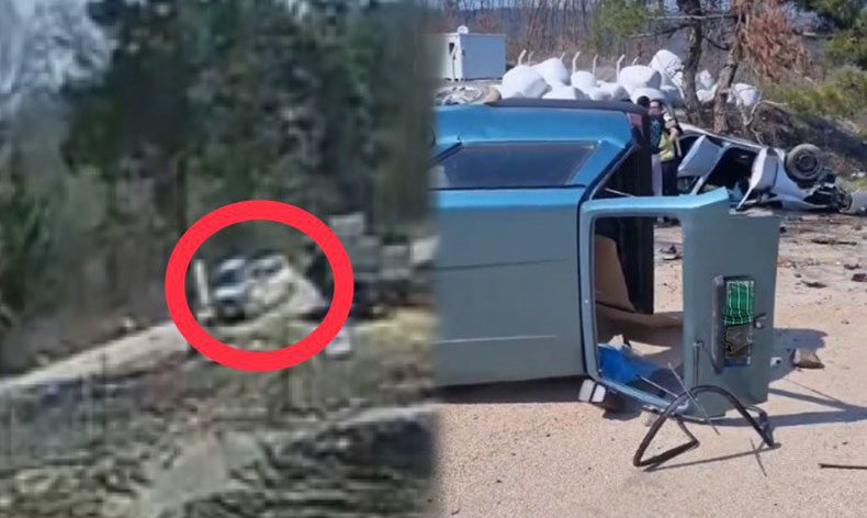 Bursa’da iki otomobil çarpışarak takla attılar