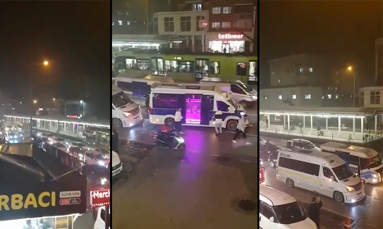 Asker konvoyu trafiği durma noktasına getirdi