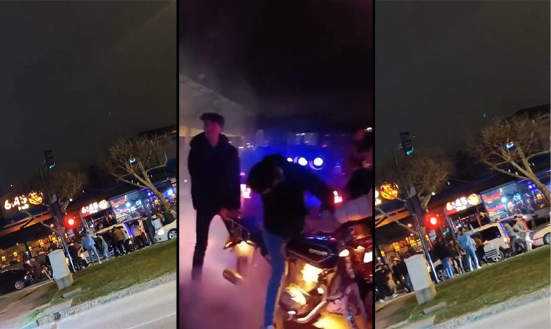 Asker eğlencesinde yolu kapatıp oyun oynadılar