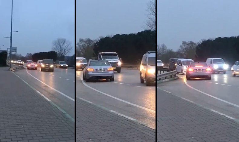 Ters şeritten giden otomobil, ölüme meydan okudu