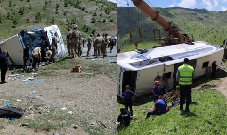 Askeri personel taşıyan otobüs devrildi, 2 asker şehit oldu