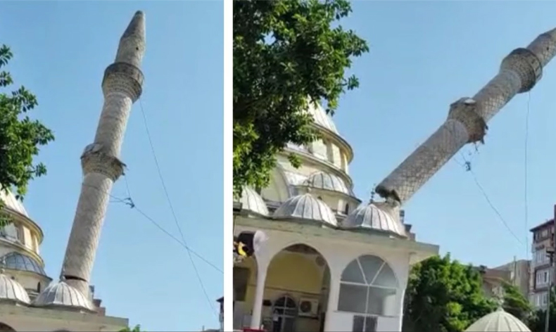 Minare yıkımı caddeyi savaş alanına çevirdi