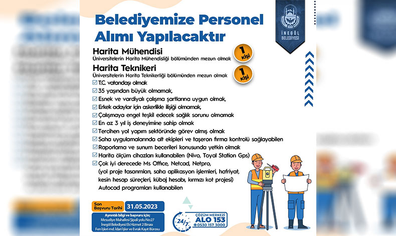 İnegöl Belediyesi, eleman alınıma çıkıyor