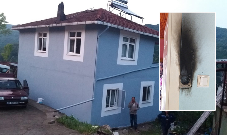 Eve yıldırım düştü tüm elektrik hatları yandı