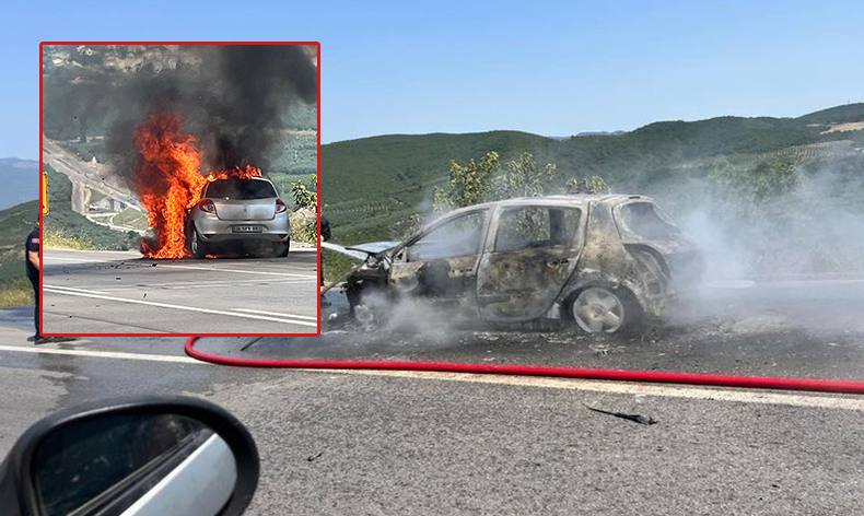 Seyir halindeki otomobil alev topuna döndü