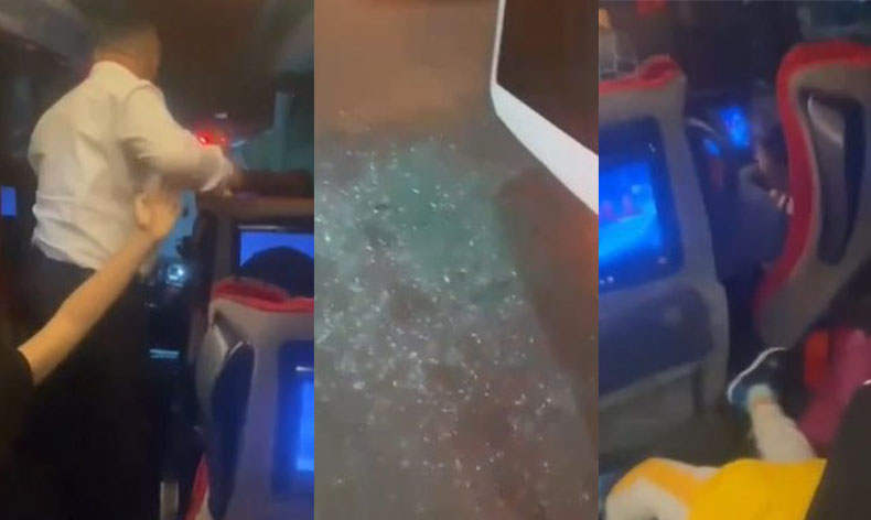 İçi yolcu dolu otobüste dehşet anları