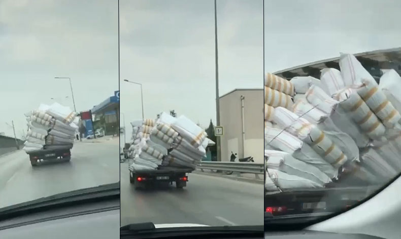 Bursa’da tehlikeli taşımacılık kamerada