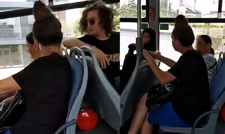 Tesettürlü kadına otobüste çirkin saldırı