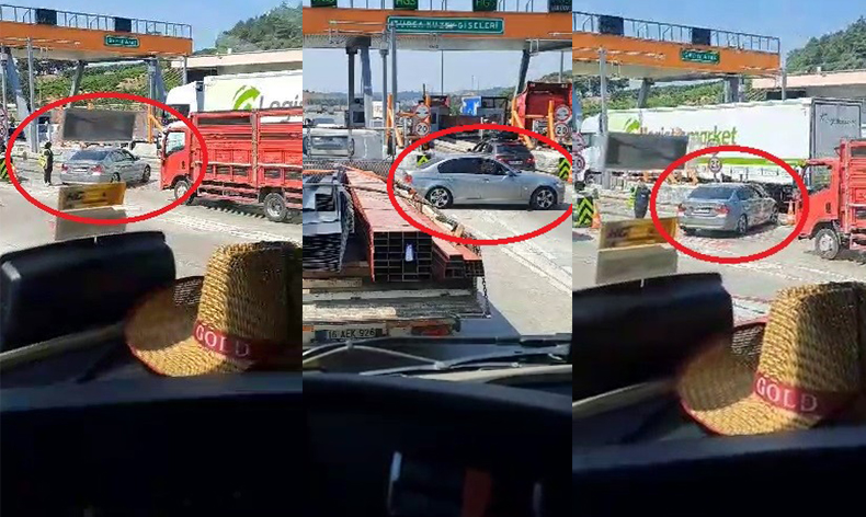 Gişe değiştiren otomobil trafiği tehlikeye düşürdü