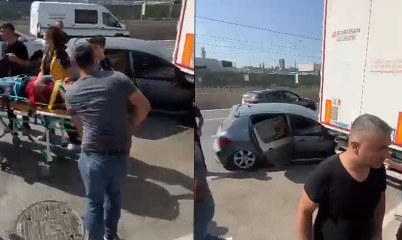 Tıra çarpan otomobil sürücüsü ağır yaralandı