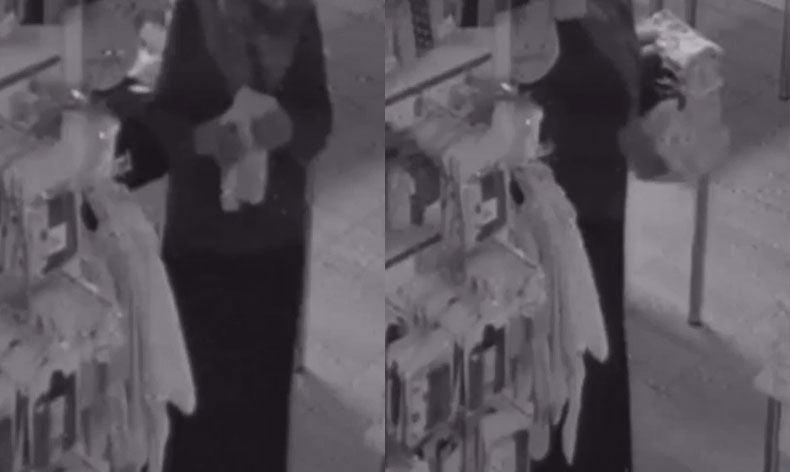 Elbiseyi eteğine koyup hırsızlık yaptı