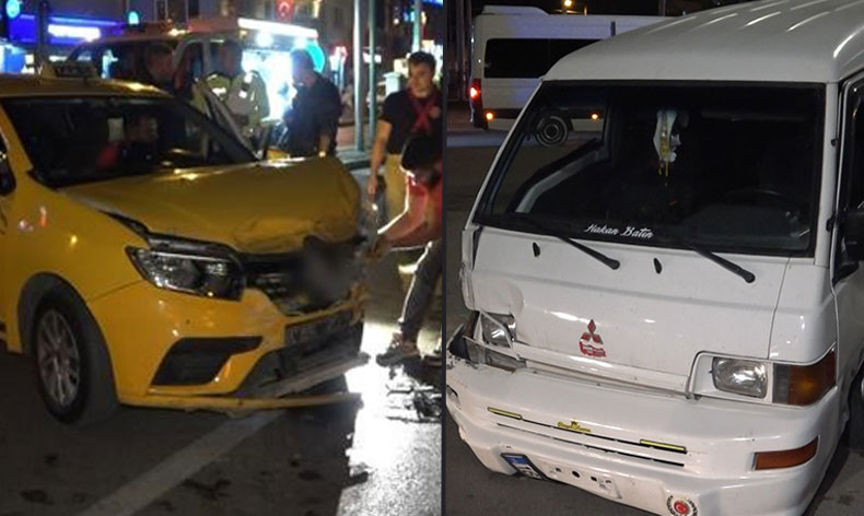Bursa’da minibüs önce taksiye ardından yayalara çaptı