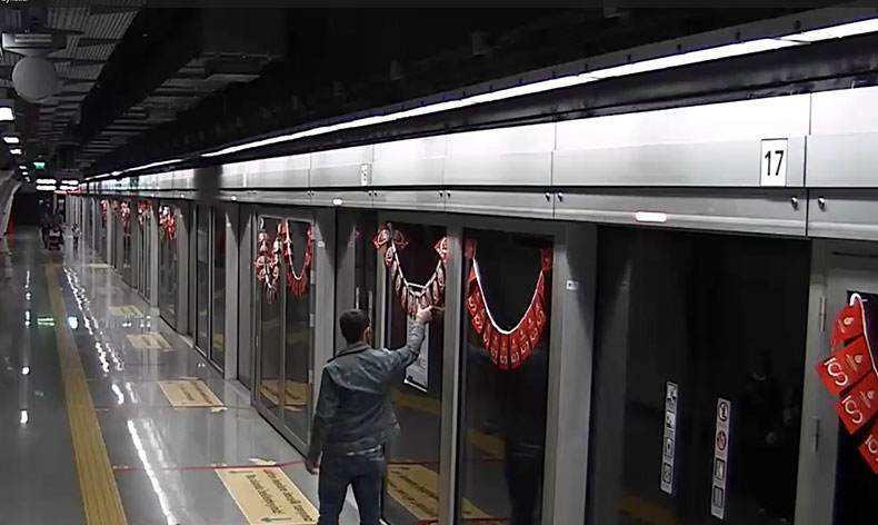 Metroya asılan Türk bayraklarını yırttı