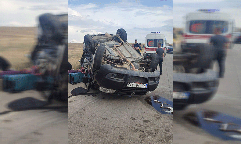 Takla atan otomobilde 5 kişi yaralandı