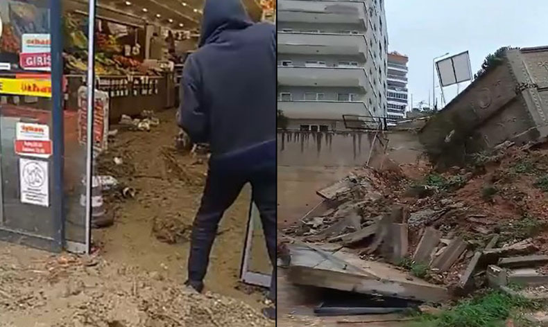 Dere taştı, dükkanlar çamur deryasına döndü