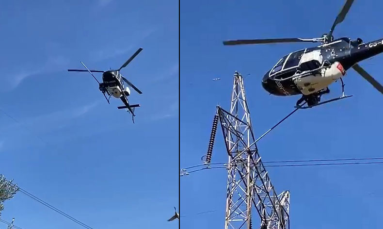 Yüksek gerilim hatları helikopterle temizlendi