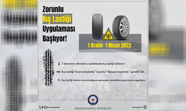 Polisten sürücülere kış lastiği uyarısı