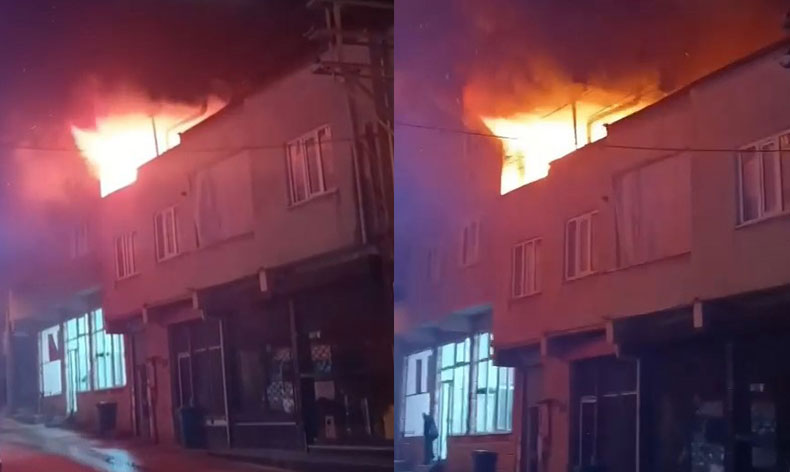 Bursa’da bir evin çatısı alev alev yandı