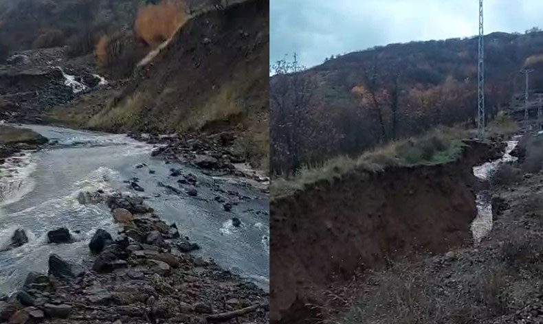 Muş’ta heyelan köy yolunu ulaşıma kapattı